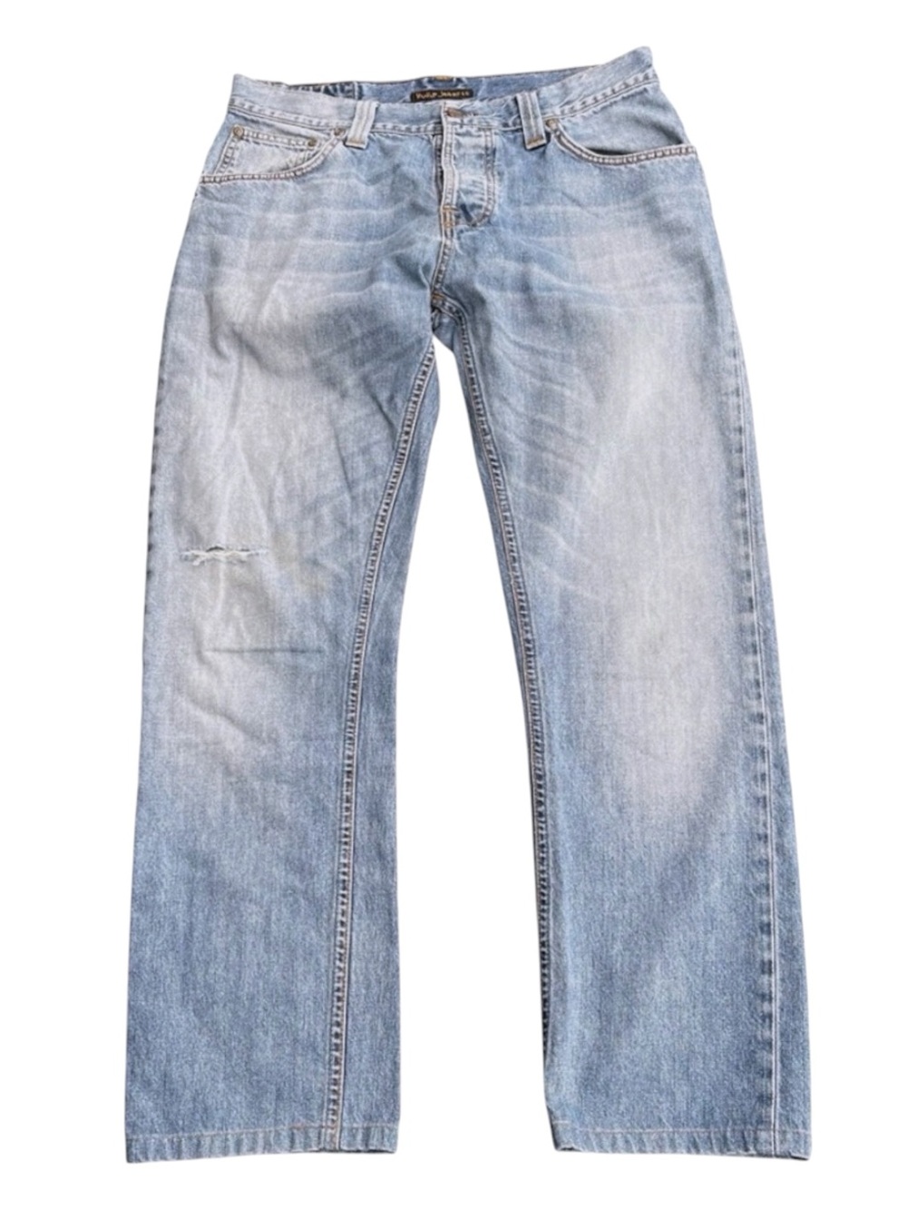 Nudie Jeans Mid Worn Indigo Hank Rey Straight Leg Jeans (32x29)